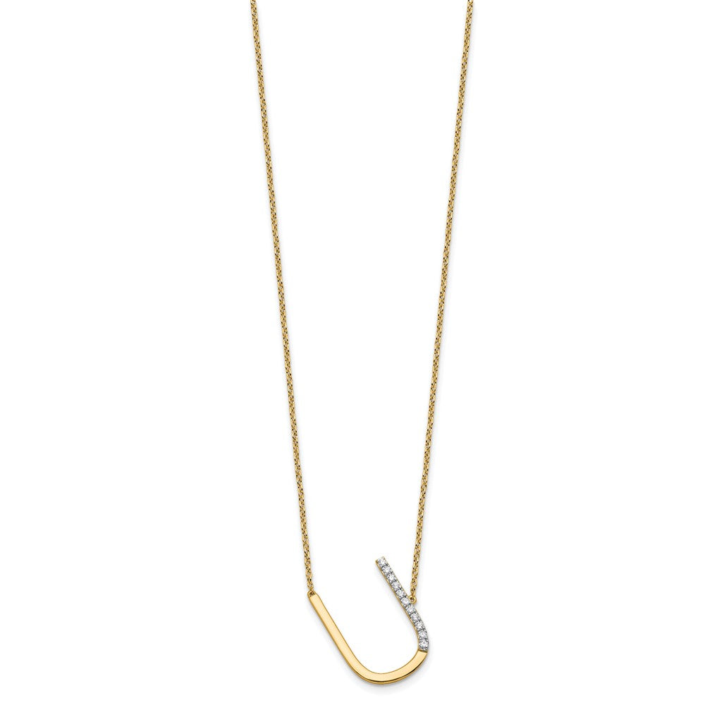 Sideways Diamond Initial U Necklace - WBC