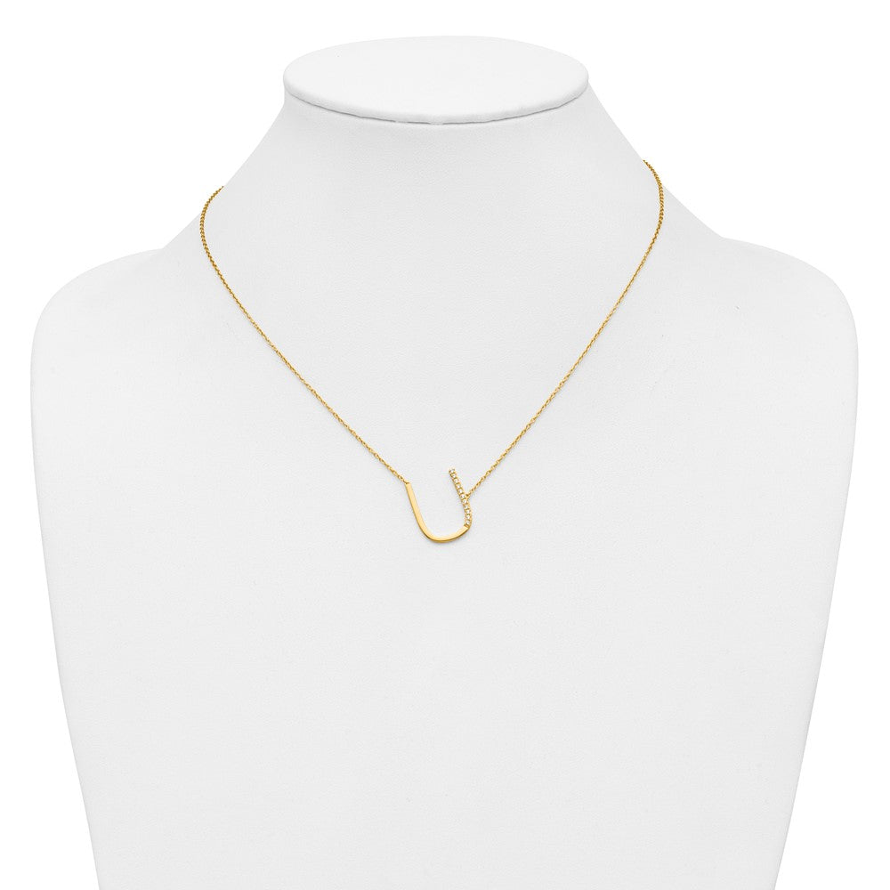 Sideways Diamond Initial U Necklace - WBC
