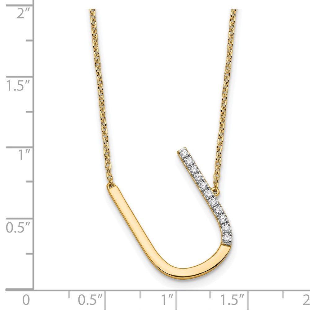 Sideways Diamond Initial U Necklace - WBC