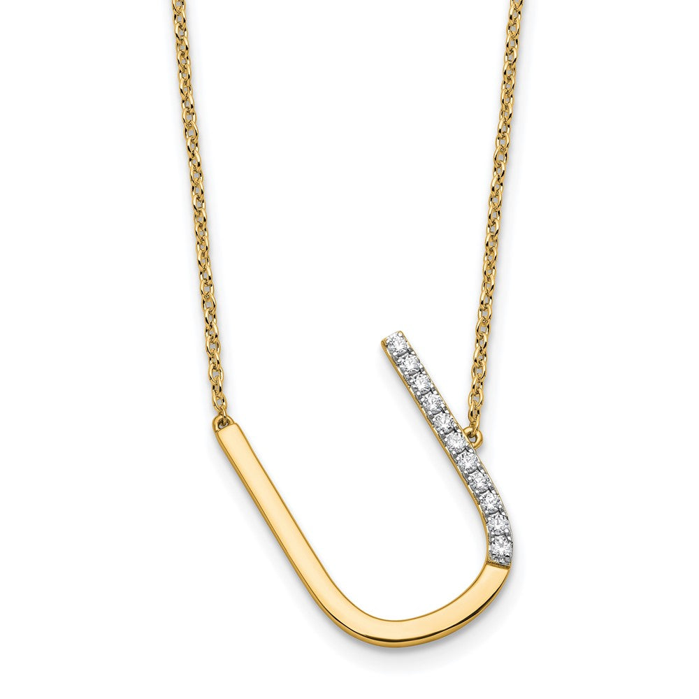 Sideways Diamond Initial U Necklace - WBC