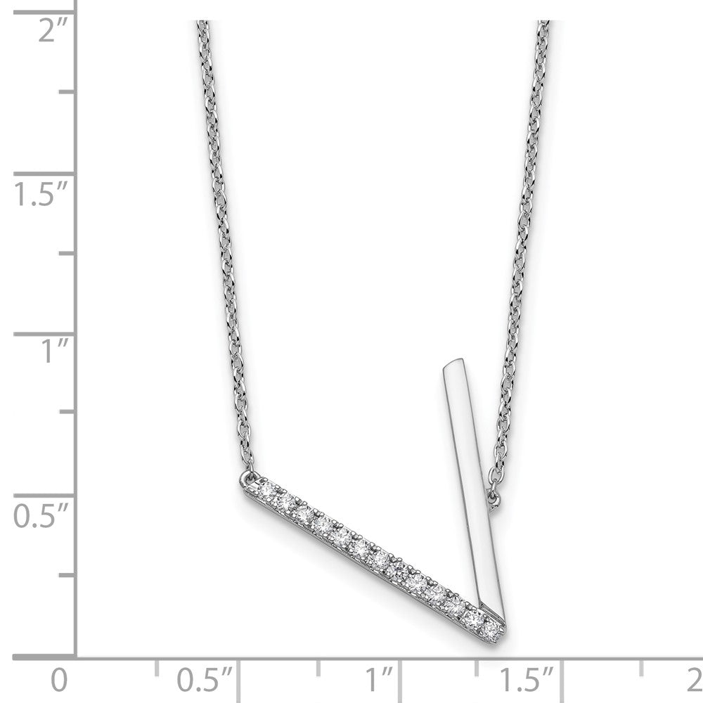 Sideways Diamond Initial V Necklace - WBC
