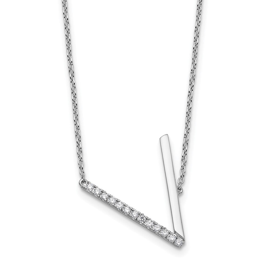 Sideways Diamond Initial V Necklace - WBC