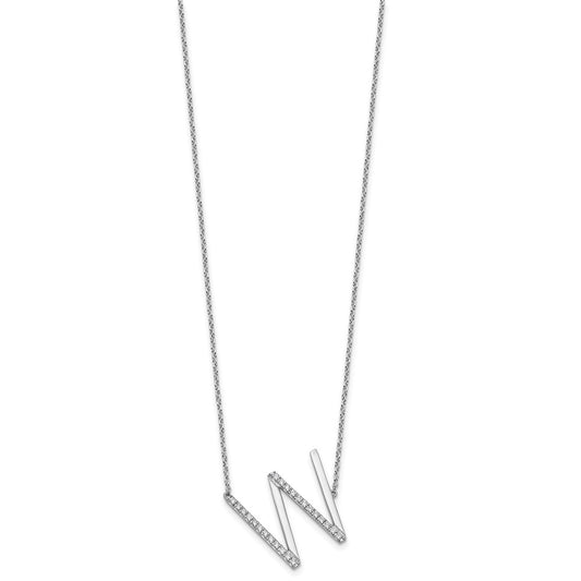 Sideways Diamond Initial W Necklace - WBC