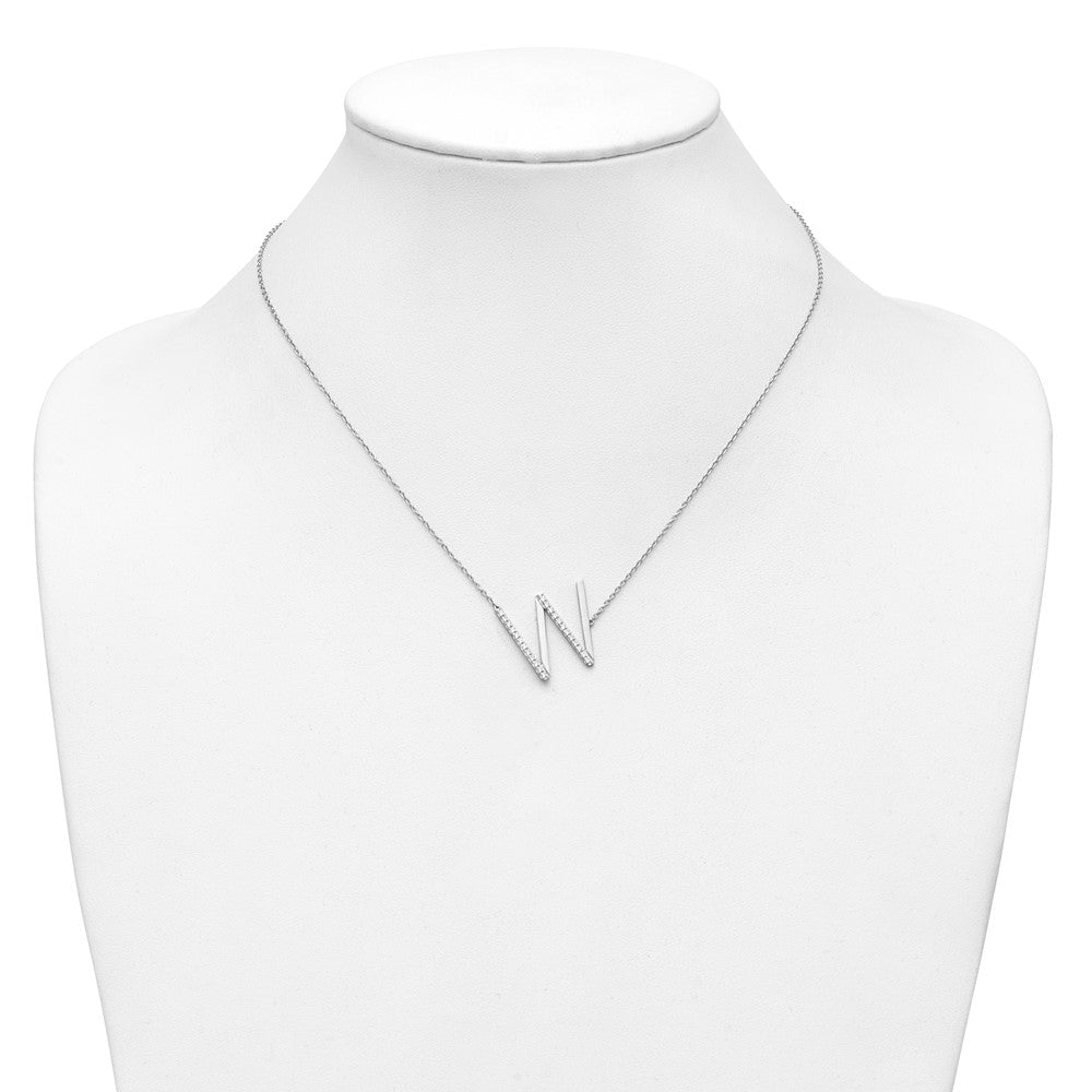 Sideways Diamond Initial W Necklace - WBC