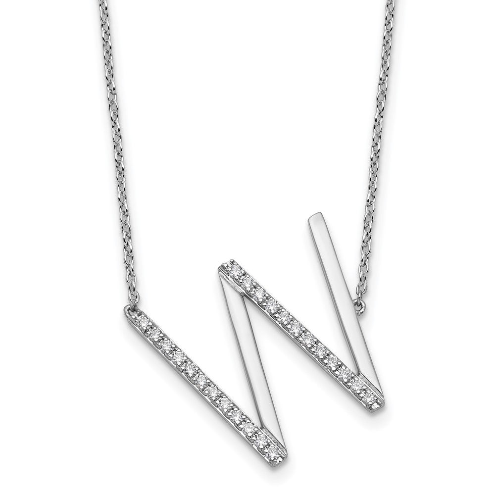 Sideways Diamond Initial W Necklace - WBC