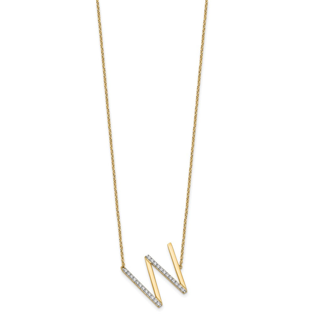 Sideways Diamond Initial W Necklace - WBC