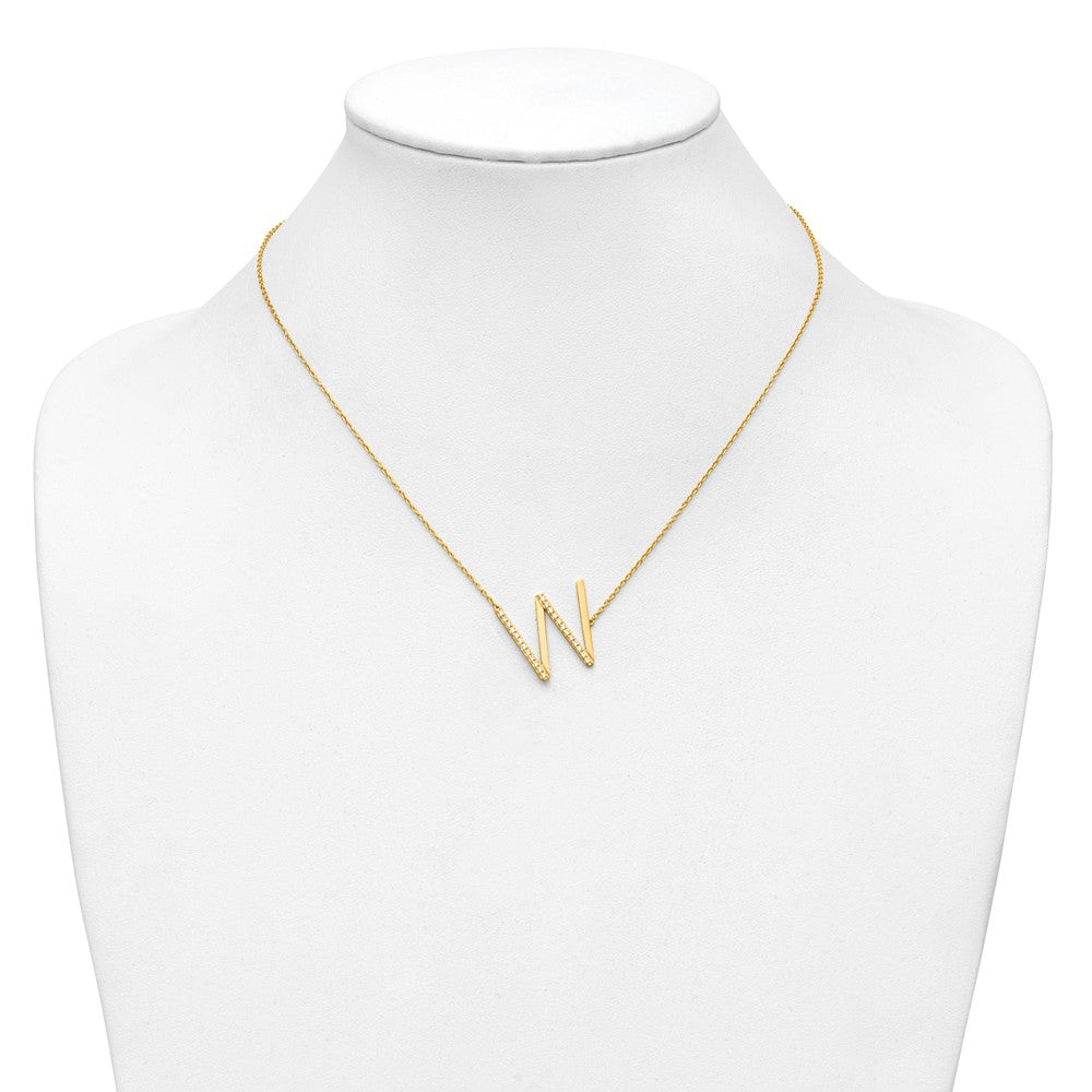 Sideways Diamond Initial W Necklace - WBC