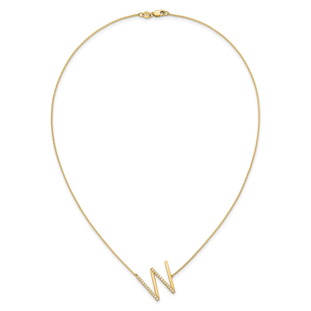 Sideways Diamond Initial W Necklace - WBC
