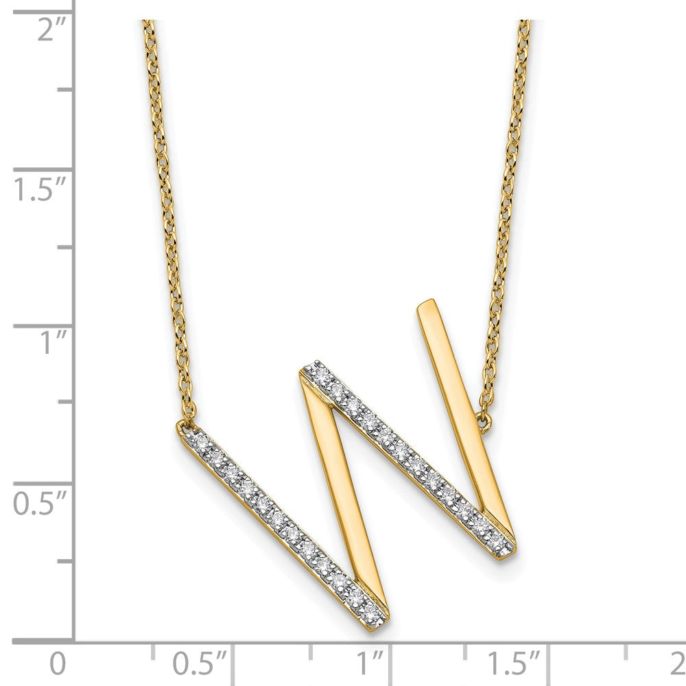 Sideways Diamond Initial W Necklace - WBC