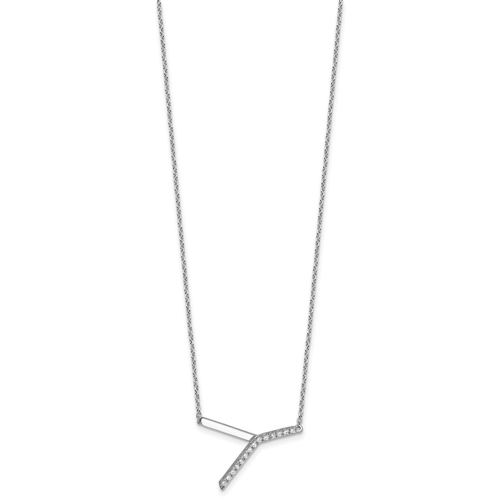 Sideways Diamond Initial Y Necklace - WBC