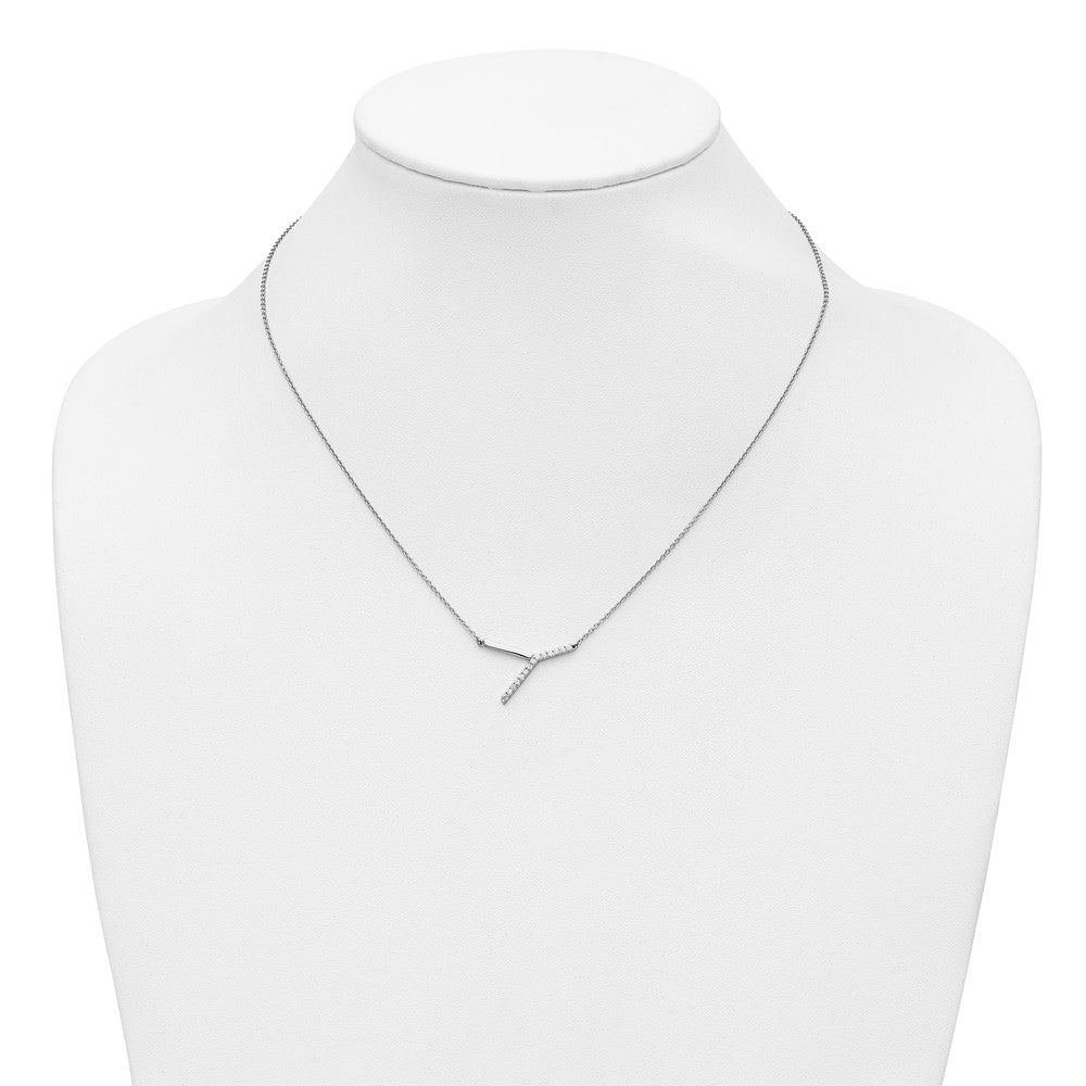 Sideways Diamond Initial Y Necklace - WBC