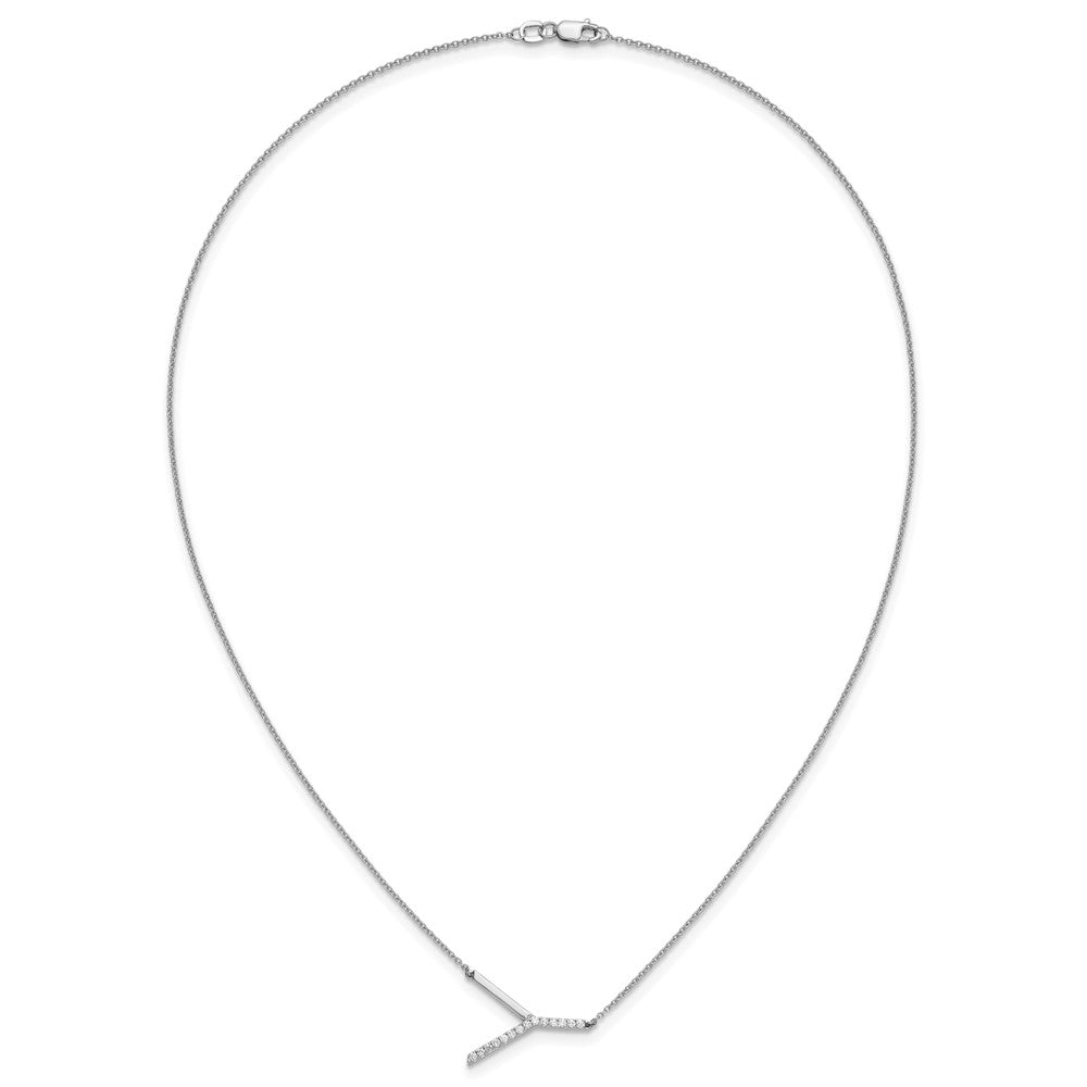 Sideways Diamond Initial Y Necklace - WBC