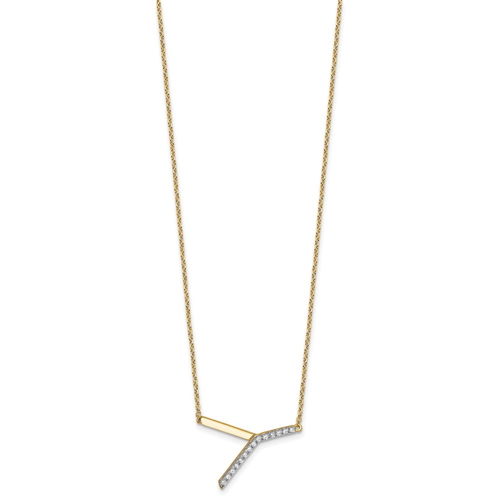 Sideways Diamond Initial Y Necklace - WBC