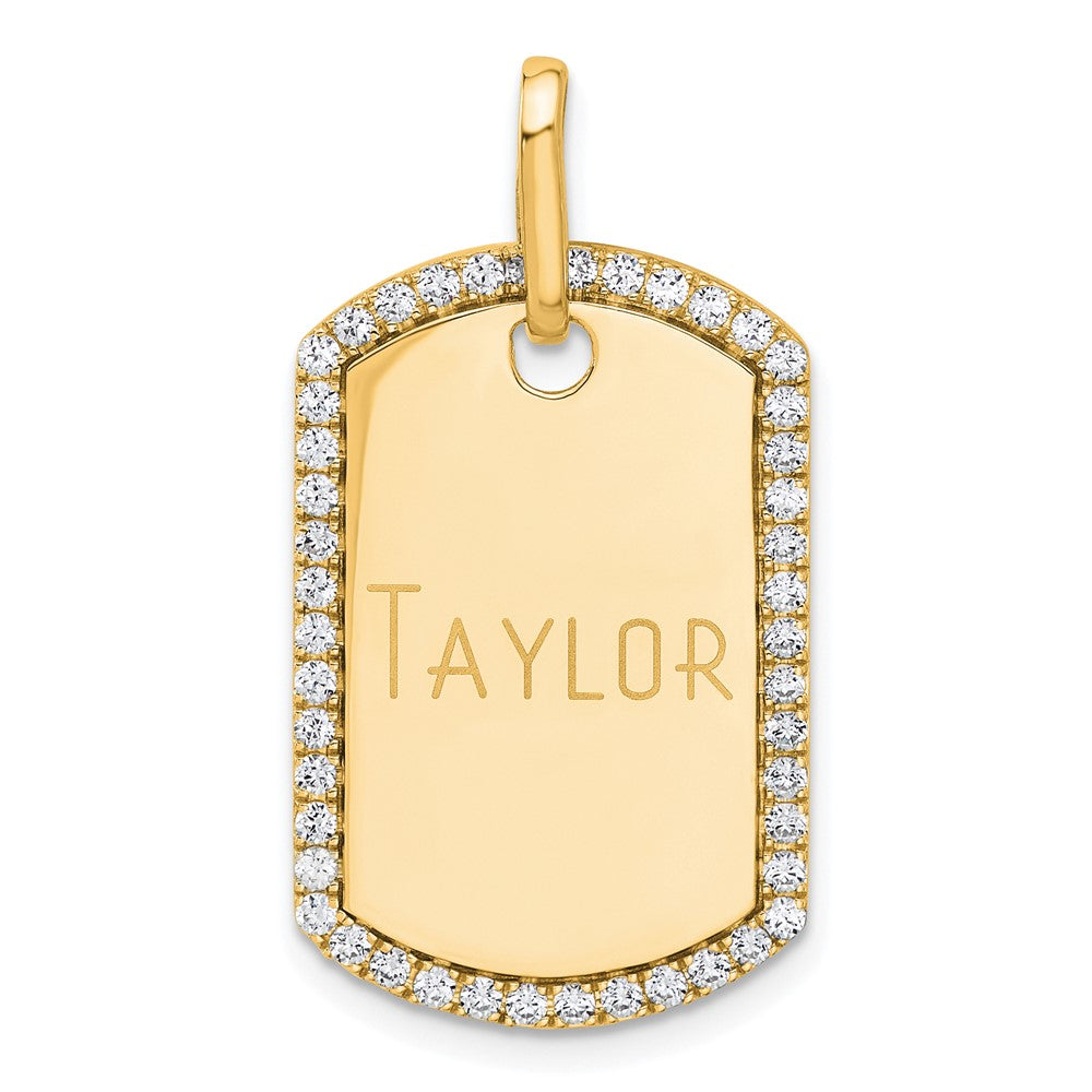 Personalized Diamond Dog Tag Charm - WBC