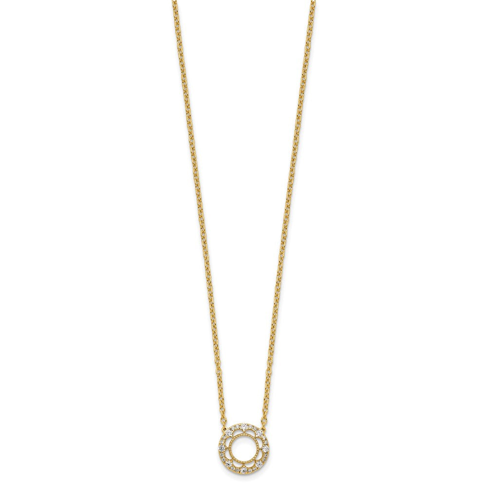 Polished 1/4 carat Diamond Fancy Floral Circle Necklace - WBC