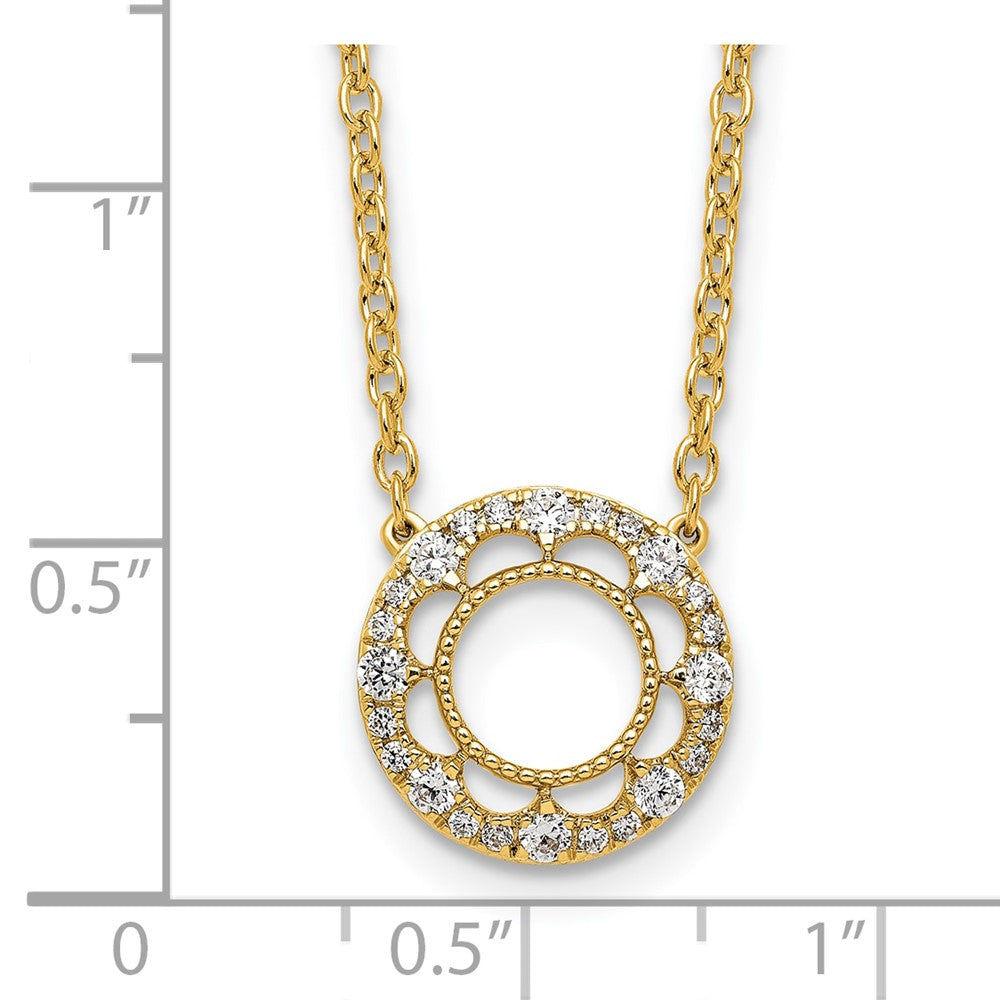 Polished 1/4 carat Diamond Fancy Floral Circle Necklace - WBC