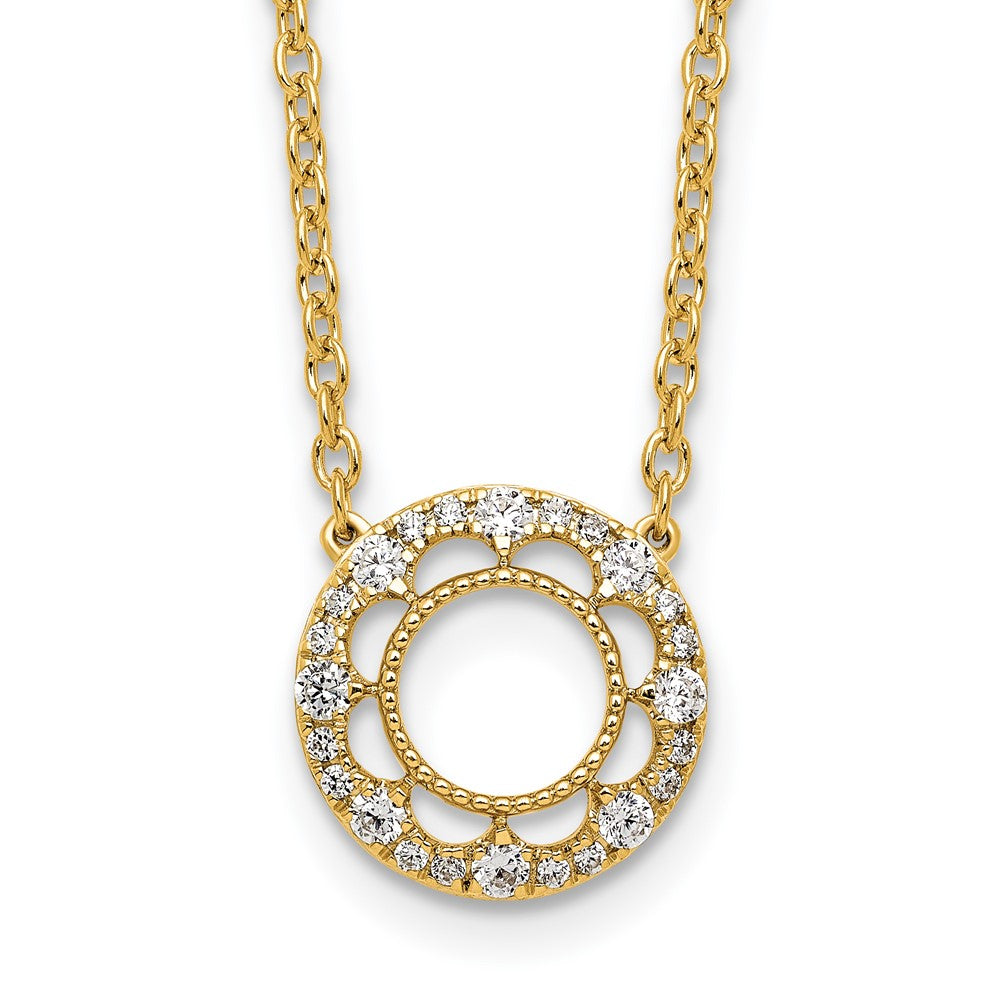 Polished 1/4 carat Diamond Fancy Floral Circle Necklace - WBC