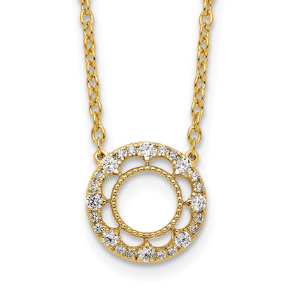 Polished 1/4 carat Diamond Fancy Floral Circle Necklace - WBC