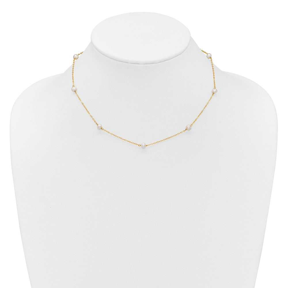 4- Near Round Freshwater Cultured Pearl 8-station Necklace - WBC