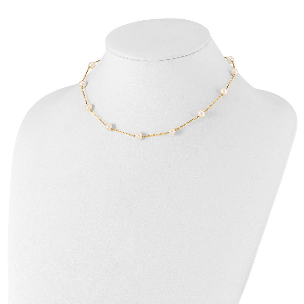 5.5- Near Round Freshwater Cultured Pearl 12-station Necklace - WBC