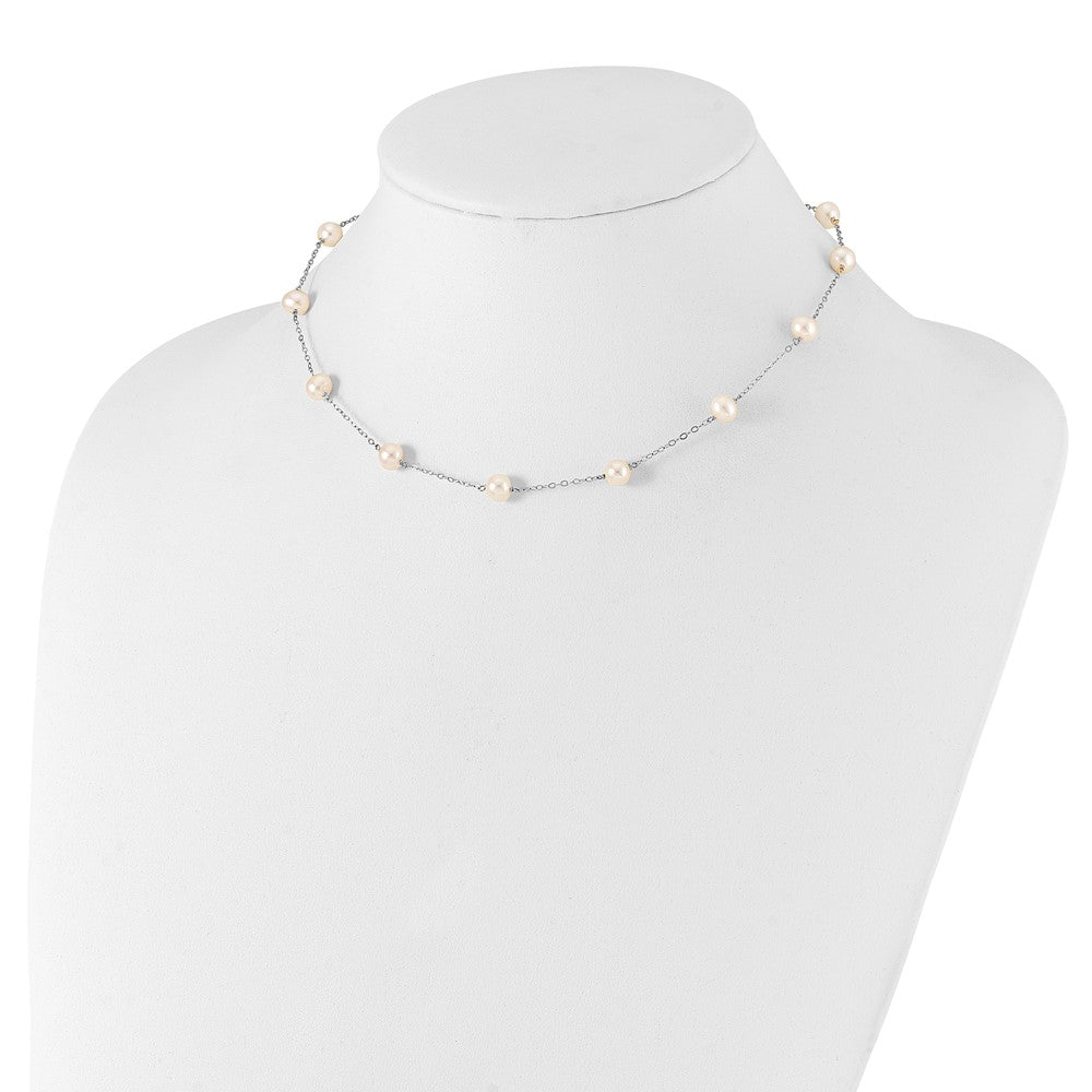 5.5- Near Round Freshwater Cultured Pearl 12-station Necklace - WBC
