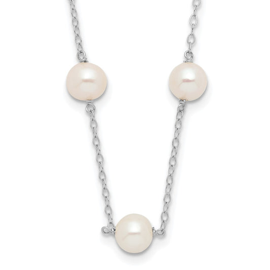 5.5- Near Round Freshwater Cultured Pearl 12-station Necklace - WBC