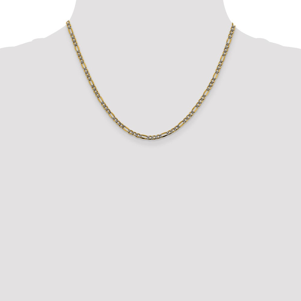 Semi-Solid with Rhodium PavÇ Figaro with Lobster Clasp Chain - WBC