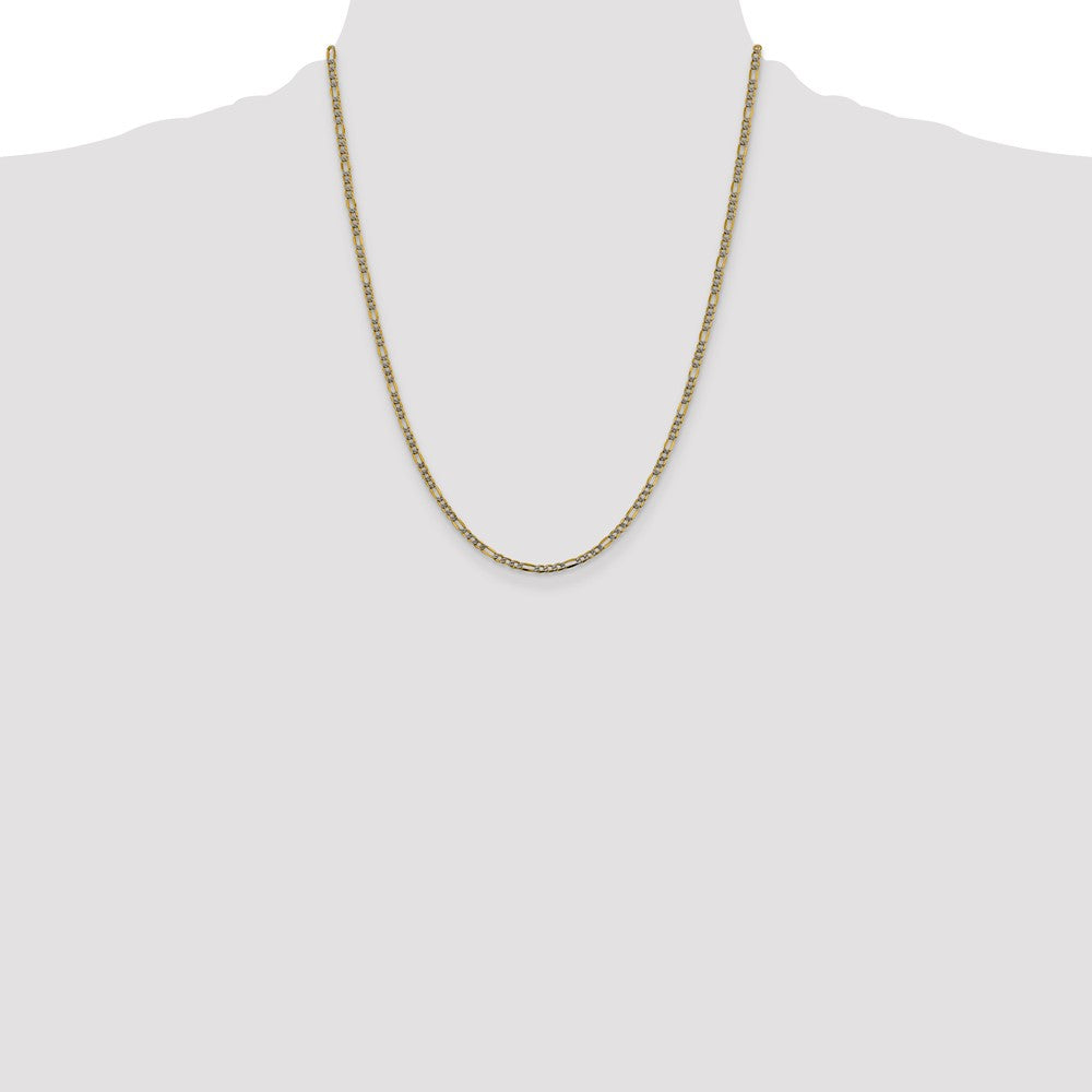 Semi-Solid with Rhodium PavÇ Figaro with Lobster Clasp Chain - WBC