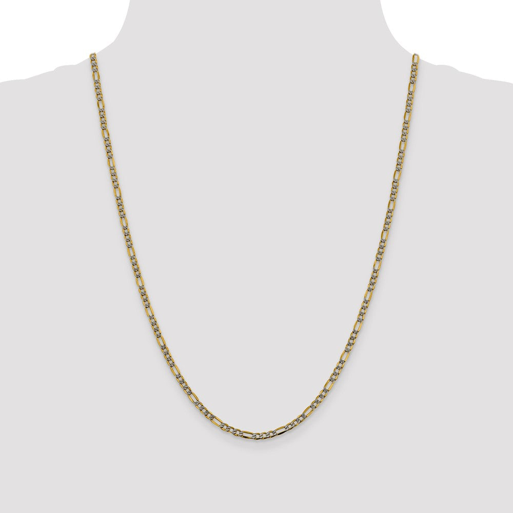 Semi-Solid with Rhodium PavÇ Figaro with Lobster Clasp Chain - WBC