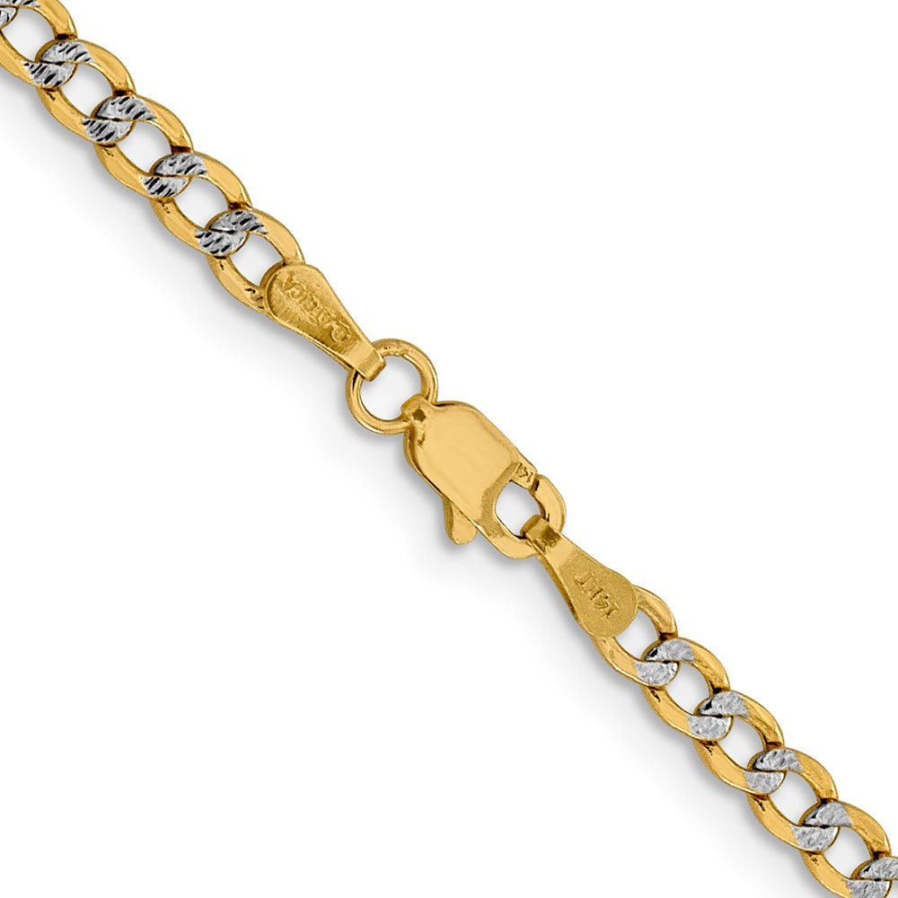 Semi-Solid with Rhodium PavÇ Curb with Lobster Clasp Chain - WBC
