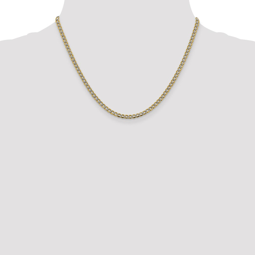 Semi-Solid with Rhodium PavÇ Curb with Lobster Clasp Chain - WBC
