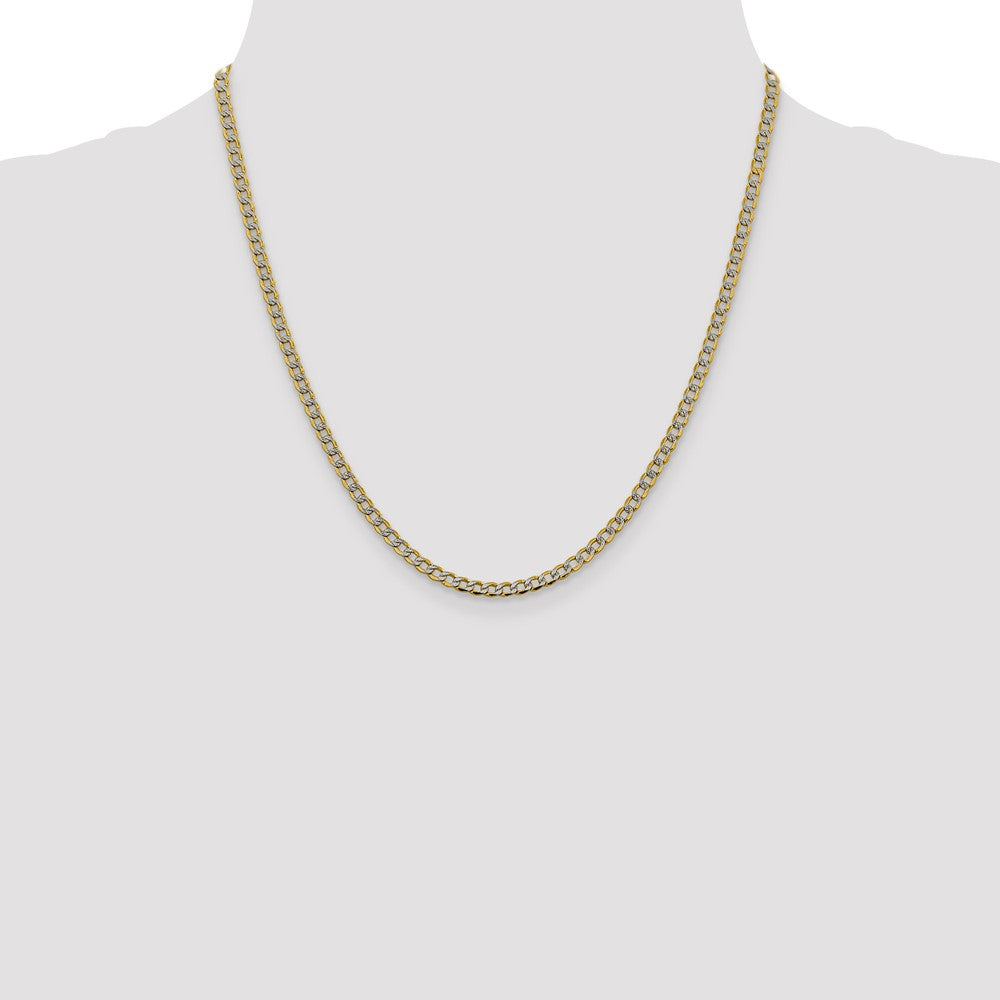 Semi-Solid with Rhodium PavÇ Curb with Lobster Clasp Chain - WBC