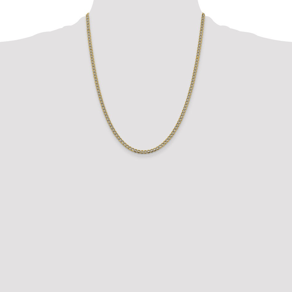 Semi-Solid with Rhodium PavÇ Curb with Lobster Clasp Chain - WBC