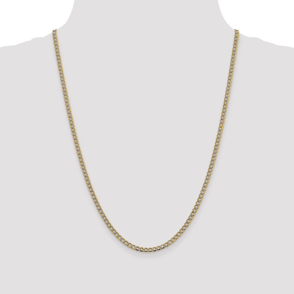 Semi-Solid with Rhodium PavÇ Curb with Lobster Clasp Chain - WBC