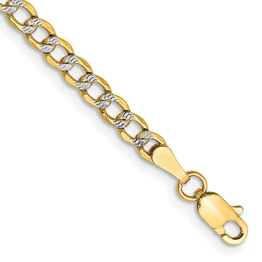 Semi-Solid with Rhodium PavÇ Curb with Lobster Clasp Bracelet - WBC