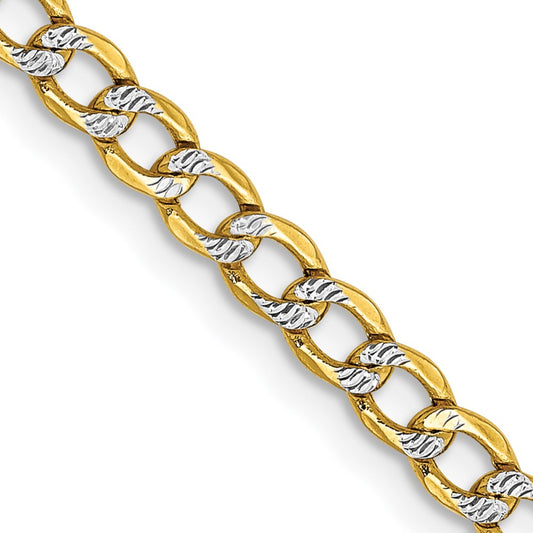 Semi-Solid with Rhodium PavÇ Curb with Lobster Clasp Chain - WBC