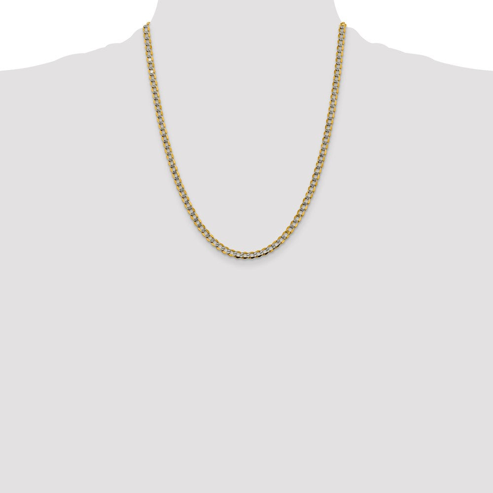 Semi-Solid with Rhodium PavÇ Curb with Lobster Clasp Chain - WBC