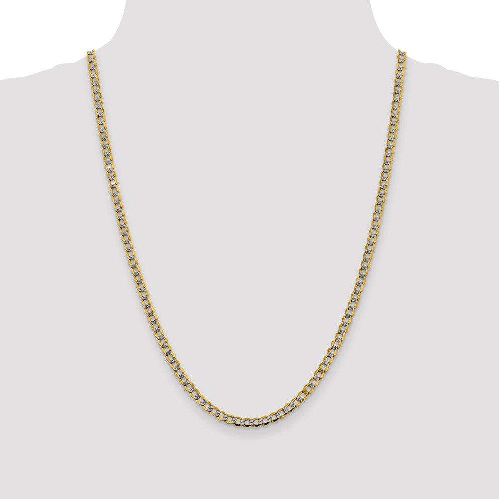 Semi-Solid with Rhodium PavÇ Curb with Lobster Clasp Chain - WBC