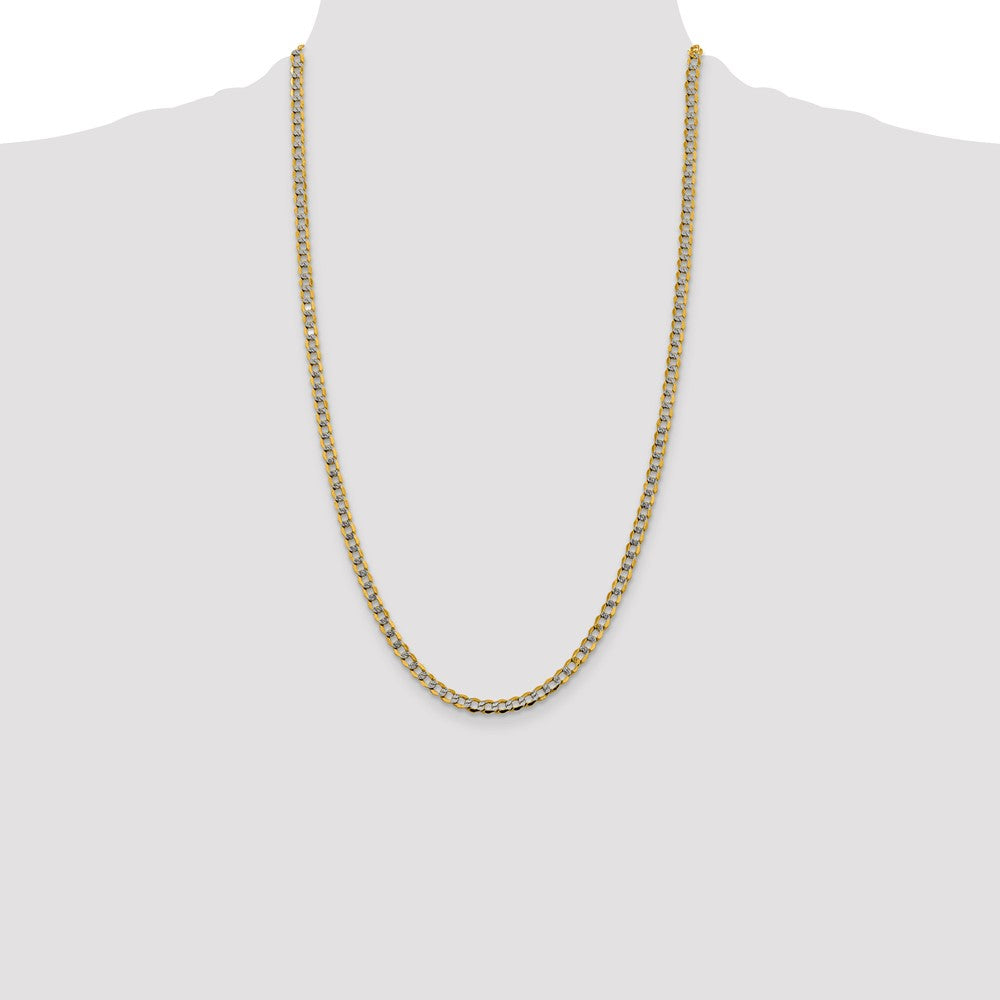 Semi-Solid with Rhodium PavÇ Curb with Lobster Clasp Chain - WBC