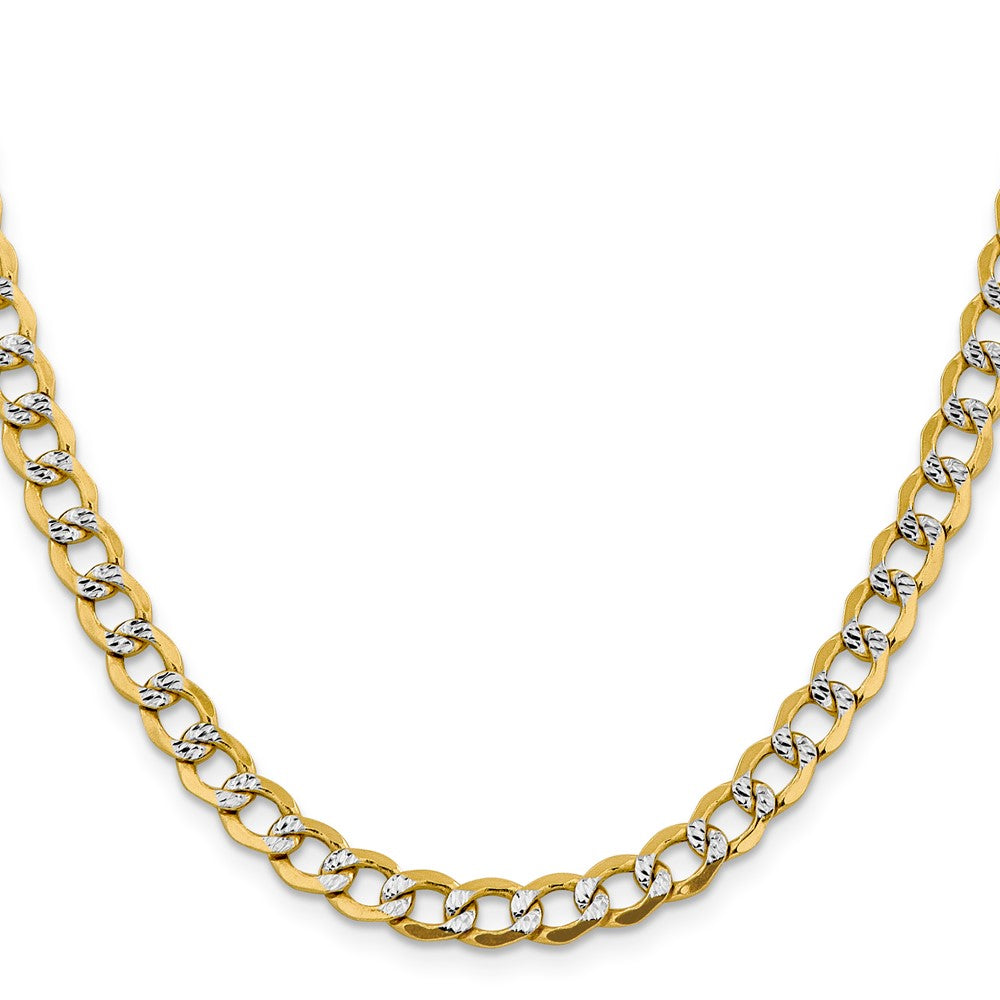 Semi-Solid with Rhodium PavÇ Curb with Lobster Clasp Chain - WBC