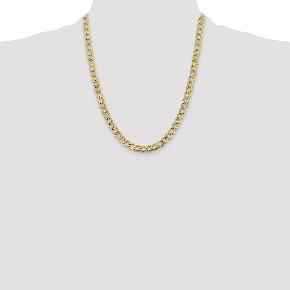 Semi-Solid with Rhodium PavÇ Curb with Lobster Clasp Chain - WBC