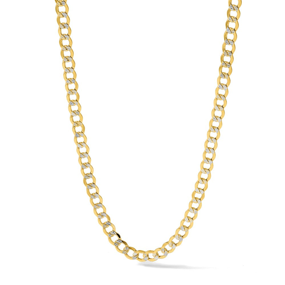 Semi-Solid with Rhodium PavÇ Curb with Lobster Clasp Chain - WBC