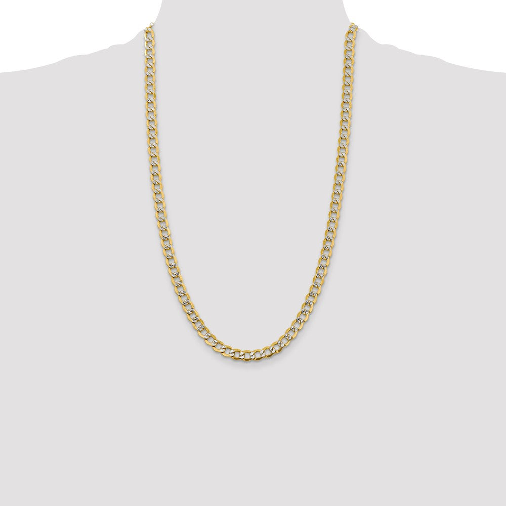 Semi-Solid with Rhodium PavÇ Curb with Lobster Clasp Chain - WBC