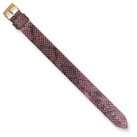 Moog Gld-pltd Purple/Black Python Texture Calf Leather Watch Band