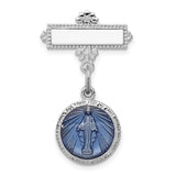 Sterling Silver Platinum-plated Enameled Miraculous Medal Pin