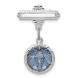 Sterling Silver Platinum-plated Enameled Miraculous Medal Pin