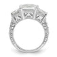 Cheryl M Rhodium-plated Fancy Emerald-cut and Brilliant-cut CZ 3 Stone Ring - WBC