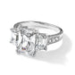 Cheryl M Rhodium-plated Fancy Emerald-cut and Brilliant-cut CZ 3 Stone Ring - WBC