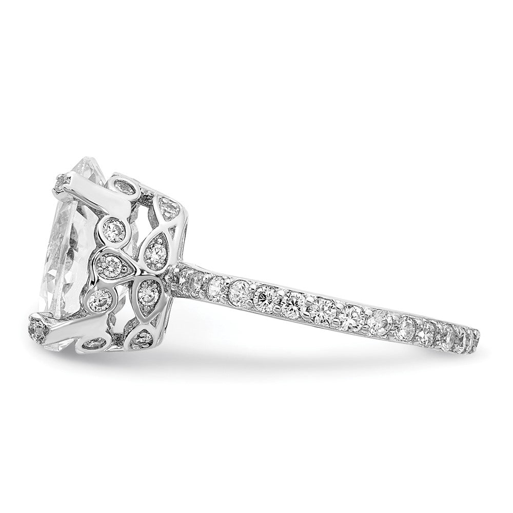 Cheryl M Rhodium-plated Brilliant-cut CZ Oval Center with Side Stones Ring - WBC