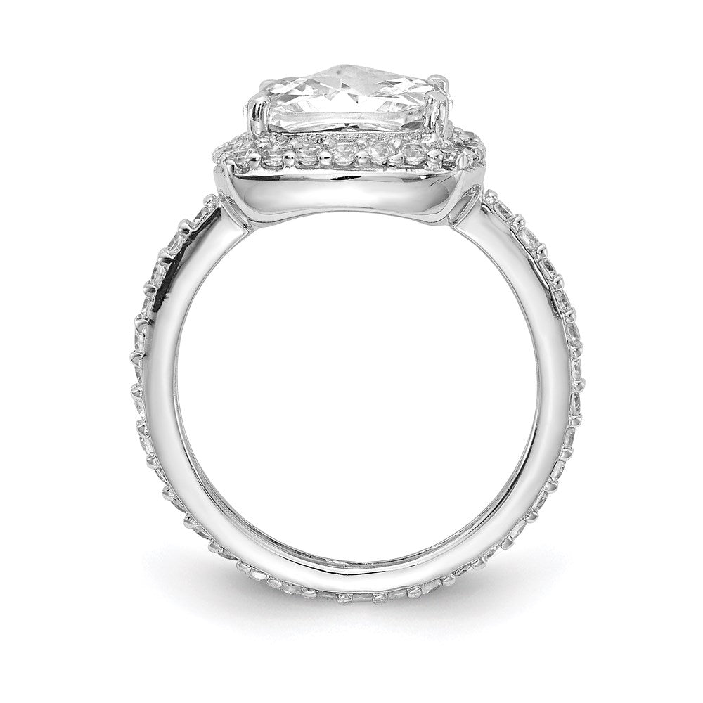 Cheryl M Rhodium-plated -cut and Brilliant-cut CZ Square Halo Ring - WBC